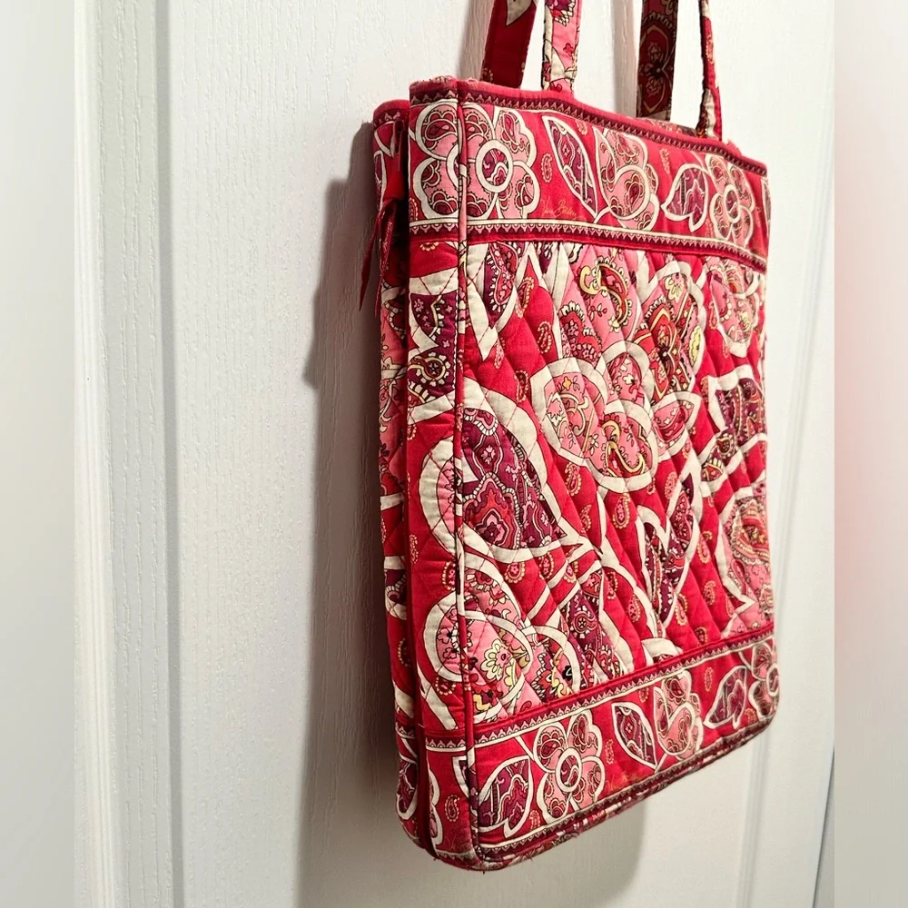 Vera Bradley Purse Laptop Travel Tote Rosy Posies Checkpoint Friendly Red Pink
